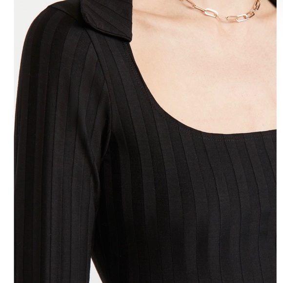 NEW REFORMATION BLACK RIBBED LONG SLEEVE MINI DRESS - Picture 3 of 9